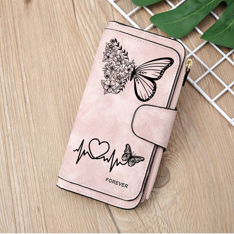 A Long Clutch Bag For Of Pu Material With A Zipper, Featuring A Large Capacity Card Holder. It Has A Beautiful 2d Floral Design And Is A Stylish Zippered Coin Purse, Use And A Great Gift For , Lovers