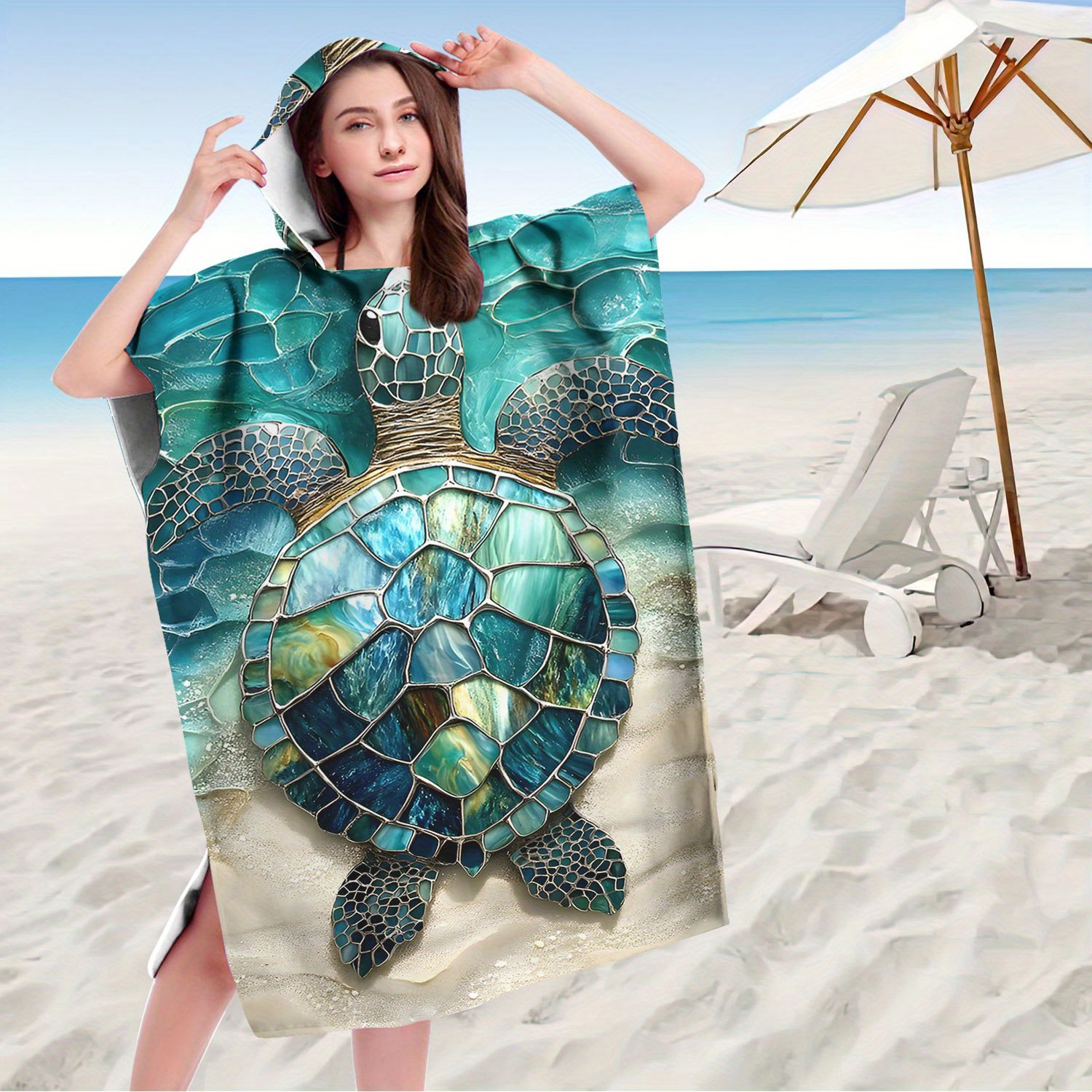 TEMU Cache-maillot de plage en microfibre super – Poncho de serviette unisexe à séchage rapide pour la natation et les activités de , léger et très