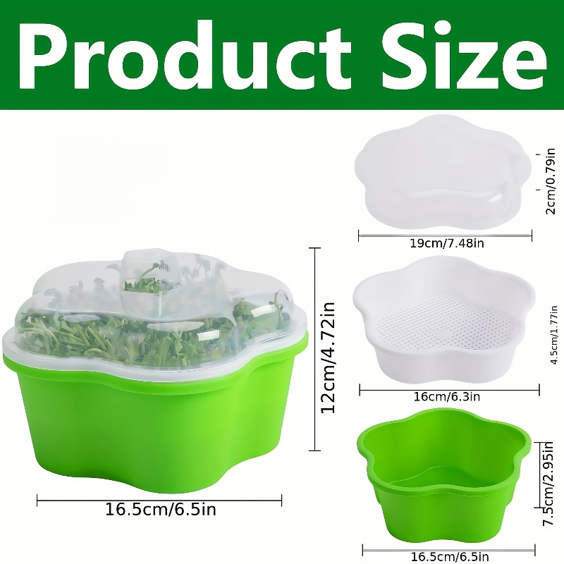 E-shop 3-teiliges komplettes Keimlingsschalen-Set: 1 Schale + 1 Luftfeuchtigkeitskuppel + 1 Unterschale, geeignet für die Samenkeimung das