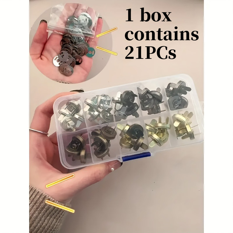 TEMU 21 Sets 14mm Metal Buttons - Multicolor Metal Magnetic Set (bags/handmade Strong Magnet Closure). Handmade Leather Goods Additions For Making