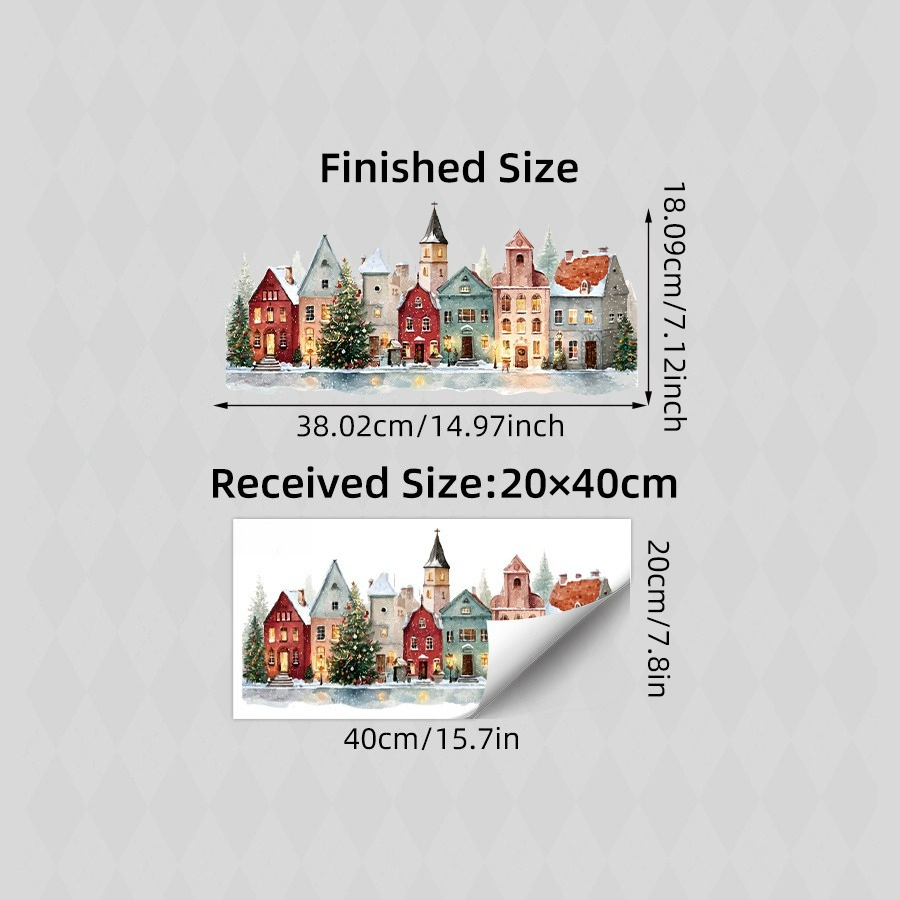 Image of 2d Flat - 2d Flat - 2d Flat Christmas Village Window Clings, European Pattern Static Window Decals, , Double-sided Static Cling Stickers, Home Decor For Living Room, Shop Window
