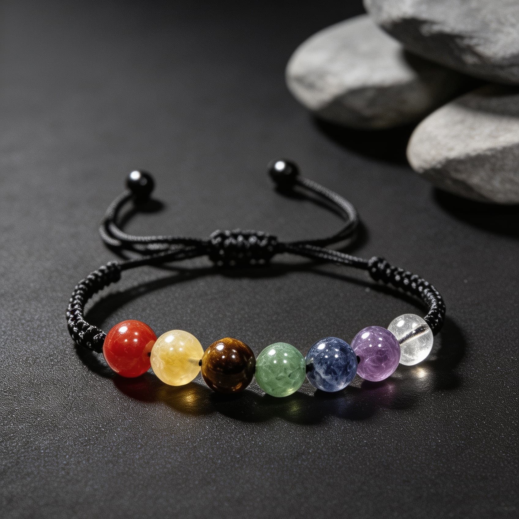 7-Color Chakra Beaded Bracelet, Adjustable for Men & Women