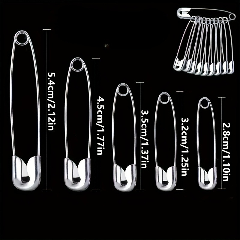 TEMU 20 Heavy-duty Safety Pins In 5 Sizes - Ideal For Clothing Labels, Waist Ties, Sewing, Crafts, And Fabric Clips - Secure Fastening Clips
