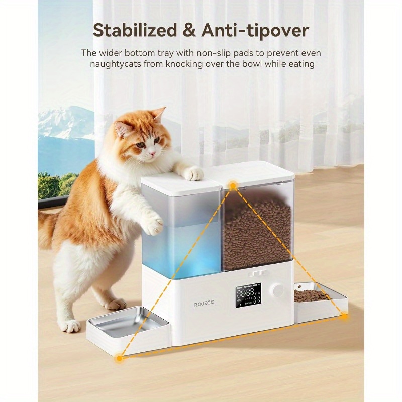 36cups 8 5l pet automatic cat feeder and gravity water dispenserstainless steel bowls   set large capacity 5  feeder   5l water fountain for cats pets small dogs puppies kittens Product details 3