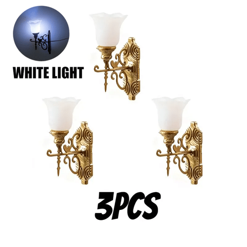 3pcs set european style model wall lamps miniature landscape lighting suitable for home and architectural sand table displays scale model lighting sandbox display lighting european style lamps model wall lamps mens gift set miniature gift