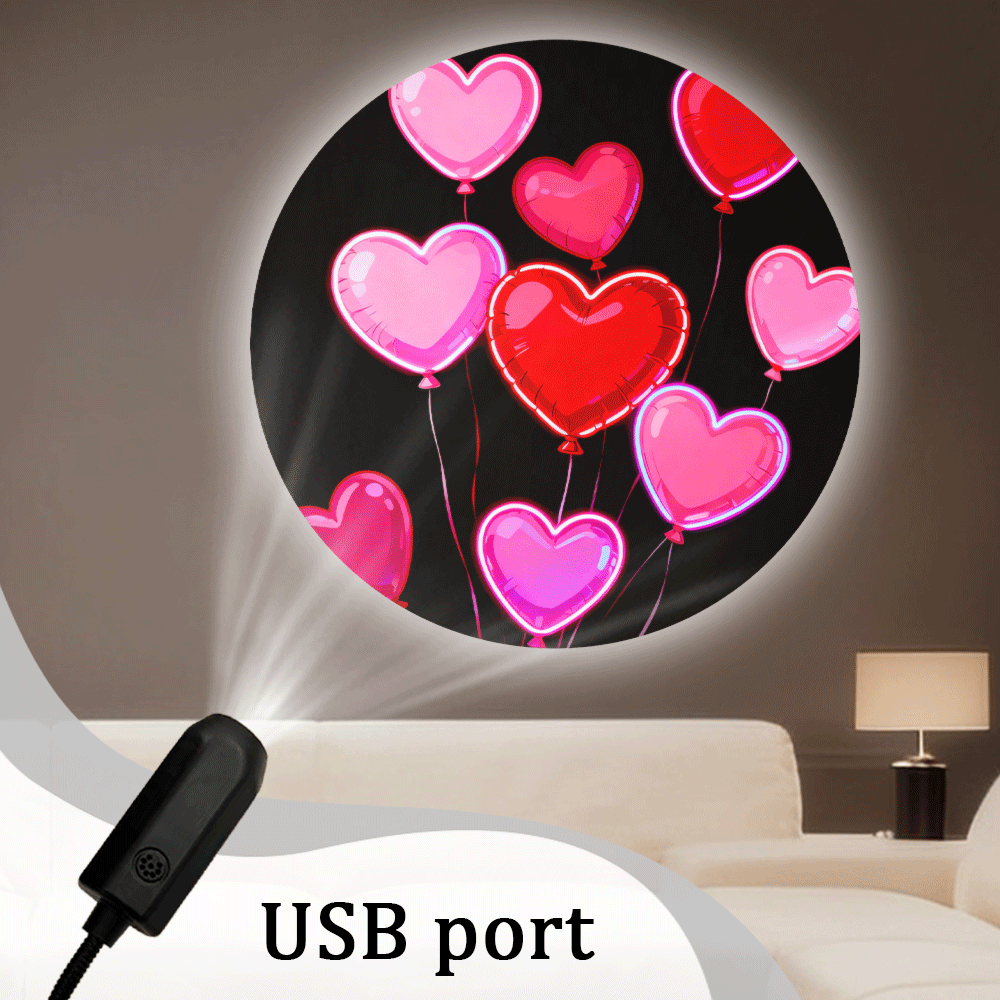 TEMU 2d Flat, 1pc, (10.83''x0.98''), Balloon Projection Lamp, Vivid Balloons With Heart Detail, Popular In Valentine Themed Decor Searches, Suitable