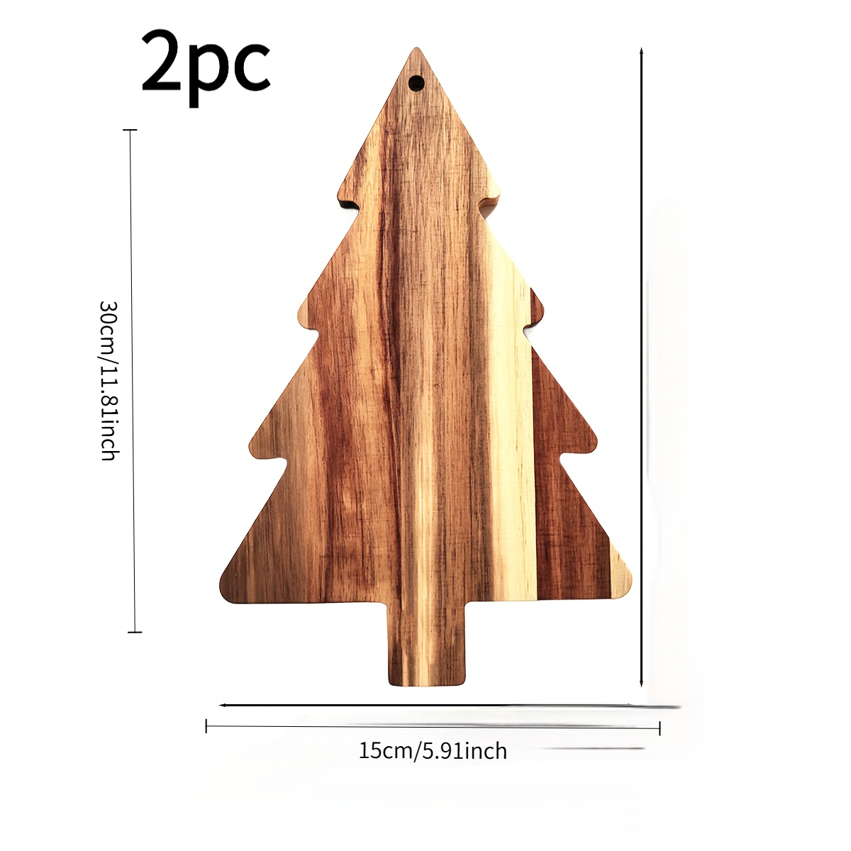 TEMU Ensemble de 2 pièces - Plateau en bois et planche à charcuterie de sapin de Noël - Bois élégant sur le thème des feuilles avec paillettes dorées