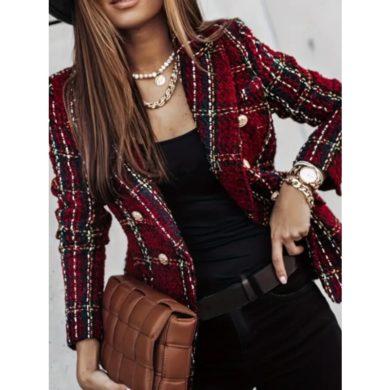 

Double-breasted For Women - Long Sleeve, Striped , Polyester - For , Fall &