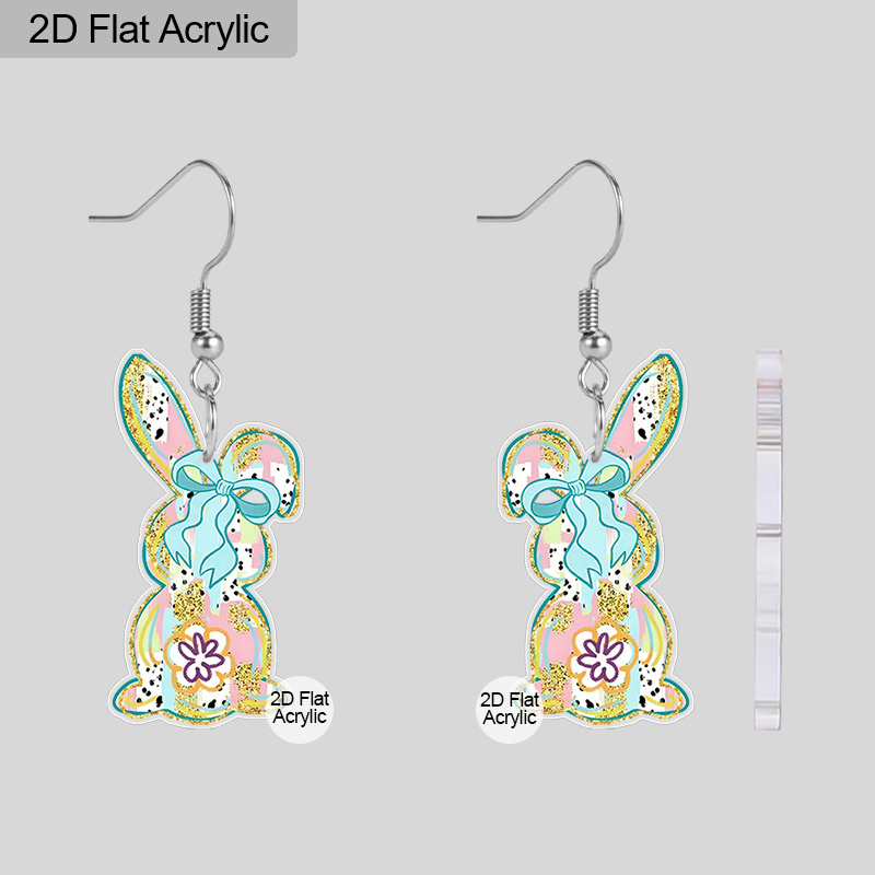 Bunny Bow Lightweight Acrylic Earrings, Easter Party Accessories