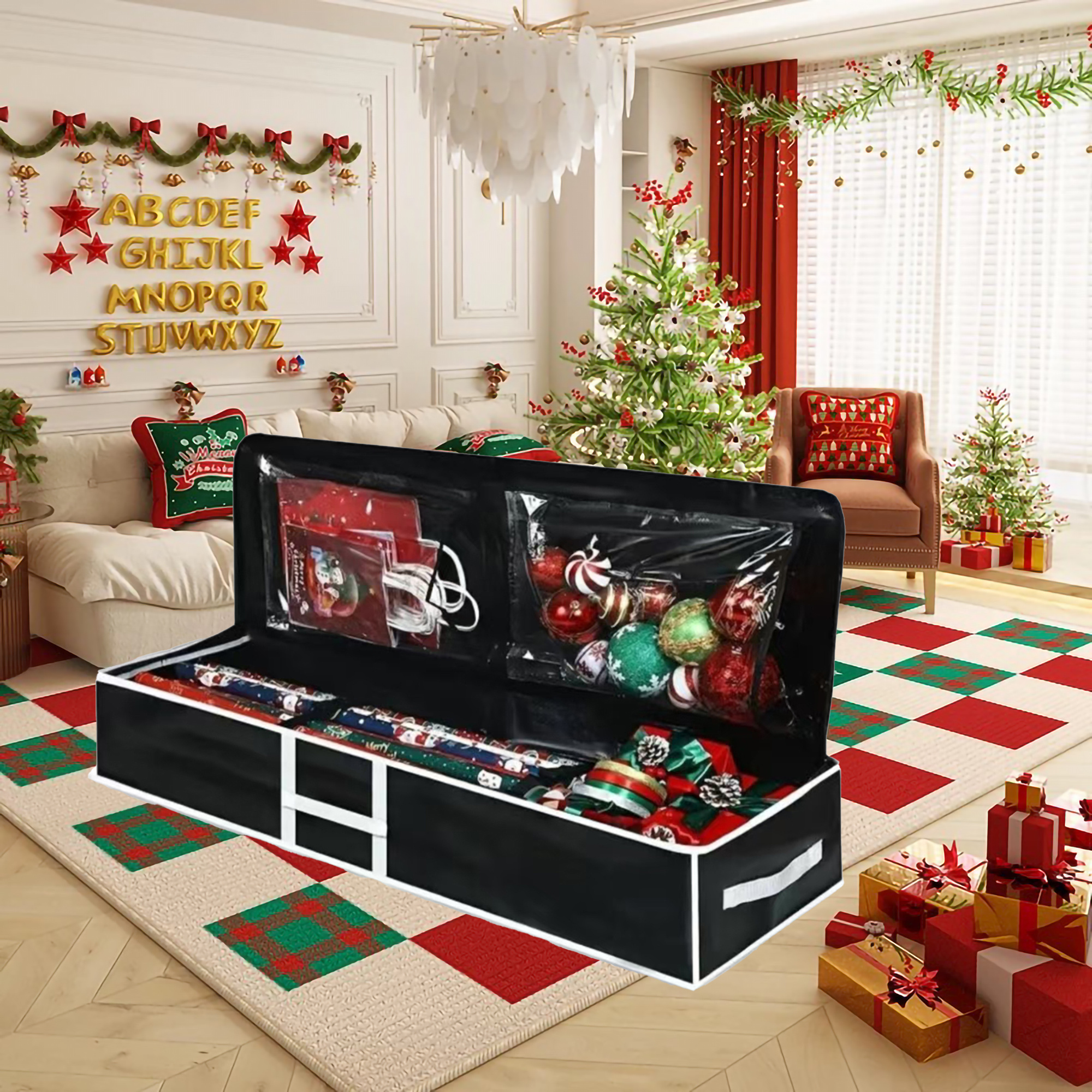 1pc large christmas gift wrap organizer underbed plastic Temu