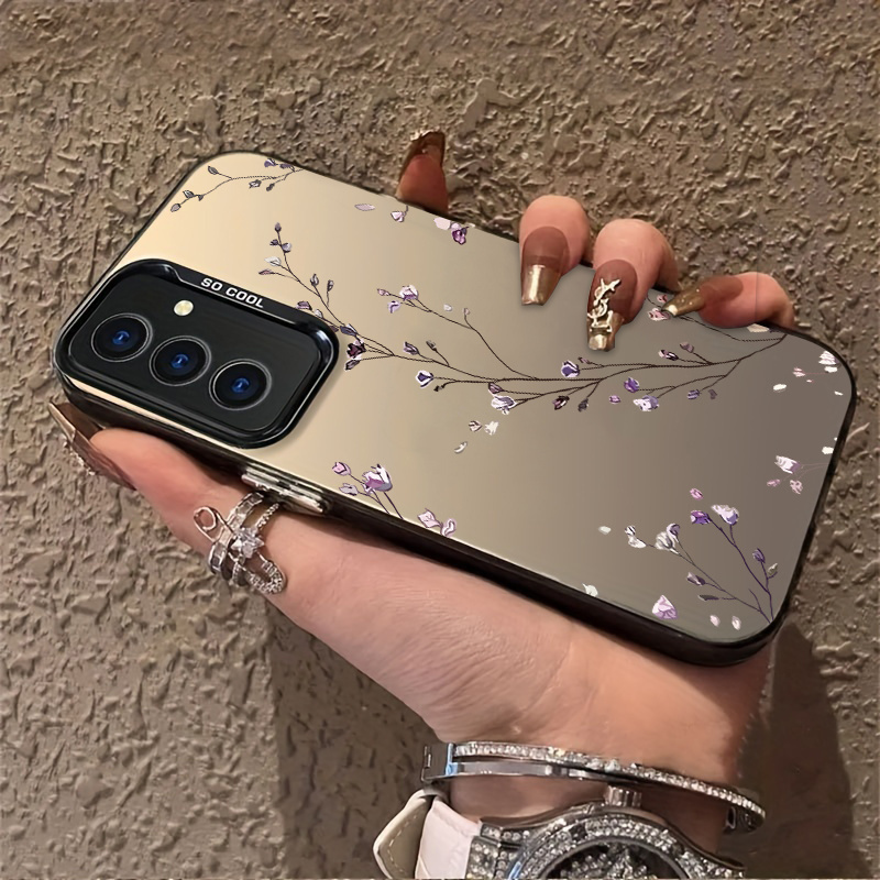TEMU Phone Case - Three-star Little Purple Tree Branch Full Series A54 Phone Case A52 Soft A13 Frosted S24 Full Coverage S20fe/s21/s22/s22