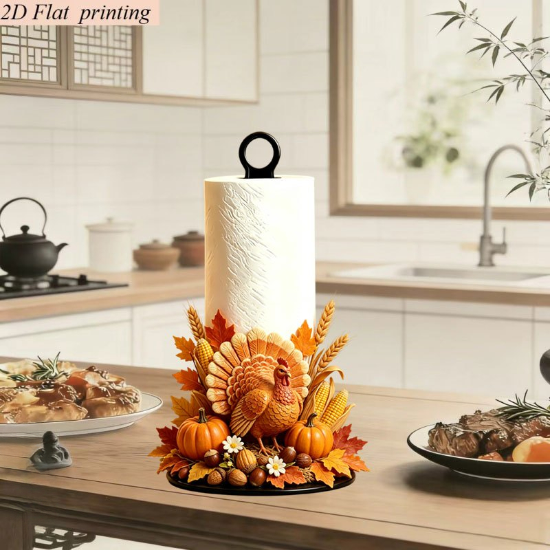 TEMU 2d Flat Printing 1pc Kitchen Paper Rack - Thanksgiving Turkey-shaped Kitchen Tissue Holder Desktop Tabletop Toilet Paper Holder Storage Acrylic