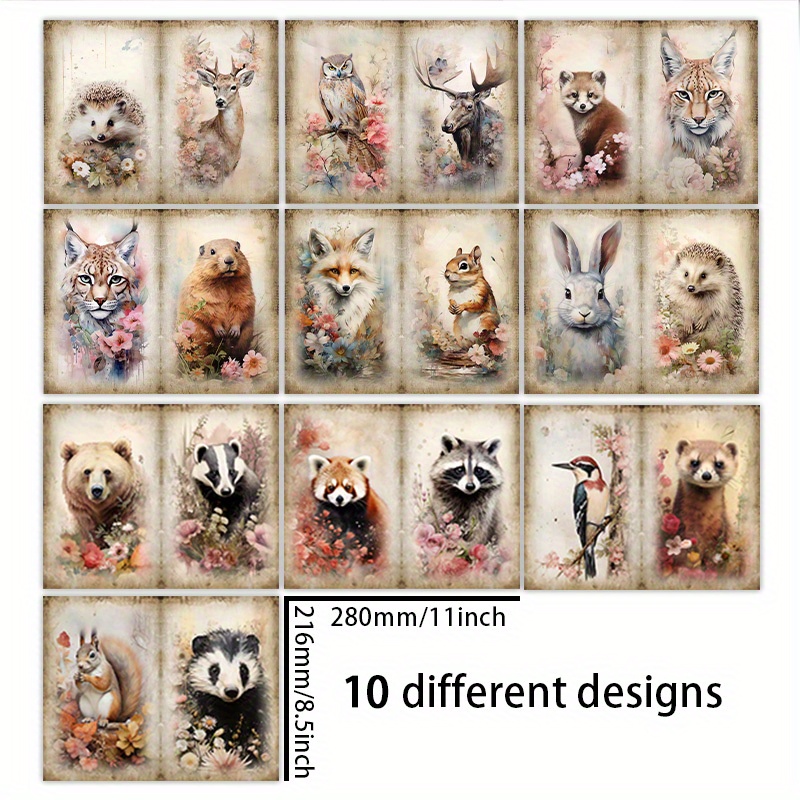 TEMU 1 Set Of 10 Sheets (11*8.5 Inches) Wonderful Background Material Decoration Retro Diary Junk Journal Greeting Card Planner Background Card Pad