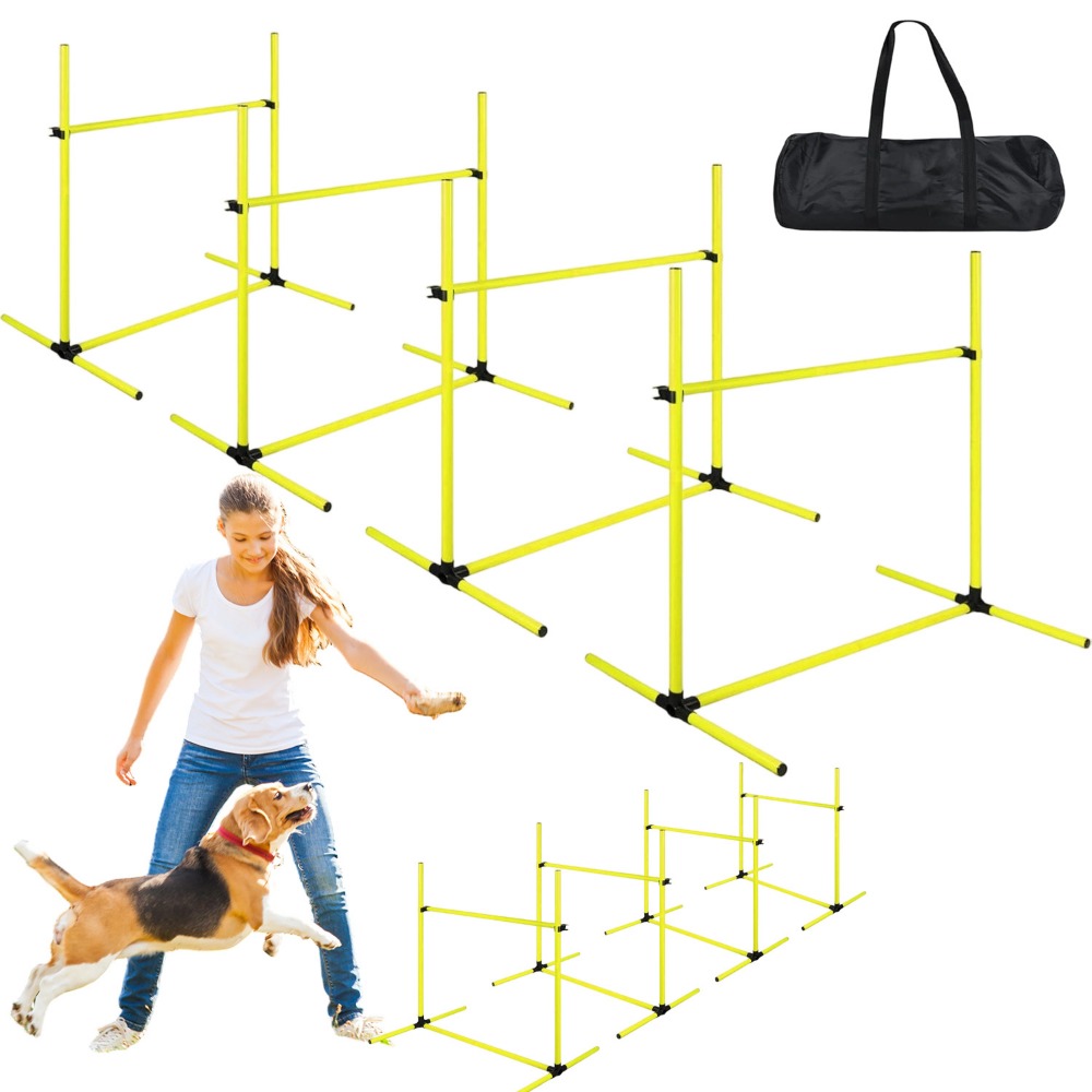 4pcs Adjustable Obstacle Hurdle Set, Portable Agility Training Jumps With Storage Bag, Flexible Height Design For Dog Exercise In Yard Park And Outdoor Space