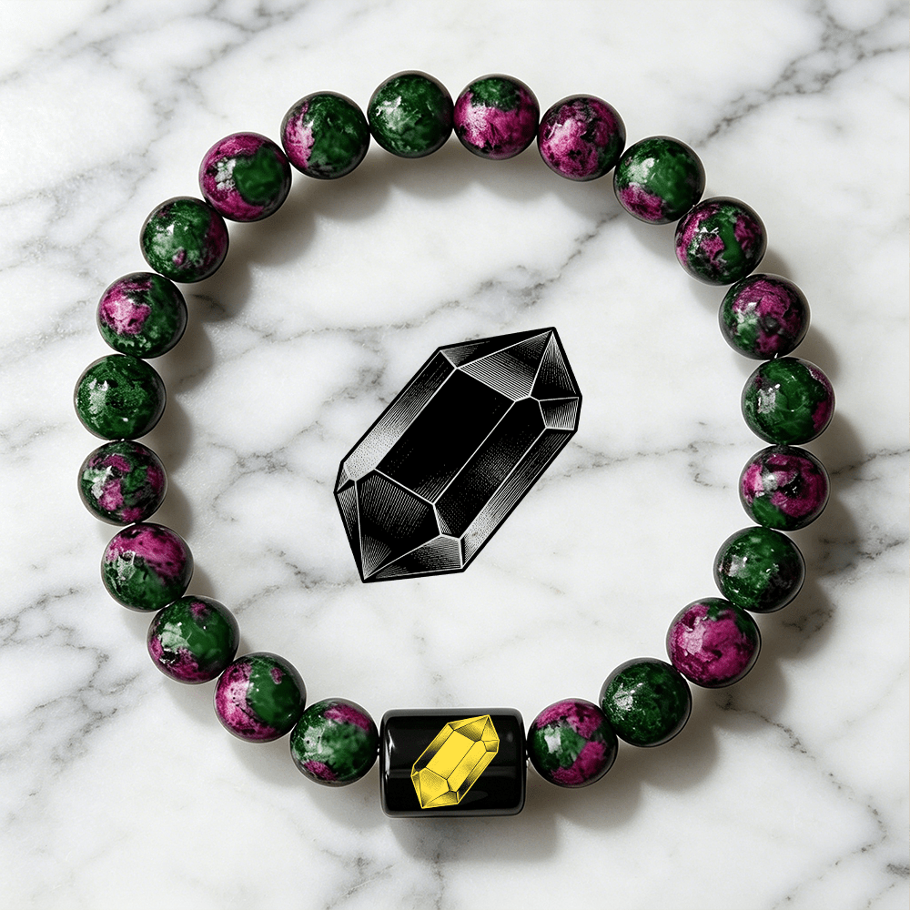 Women's Black Crystal Beaded Minimalist Stretch Bracelet