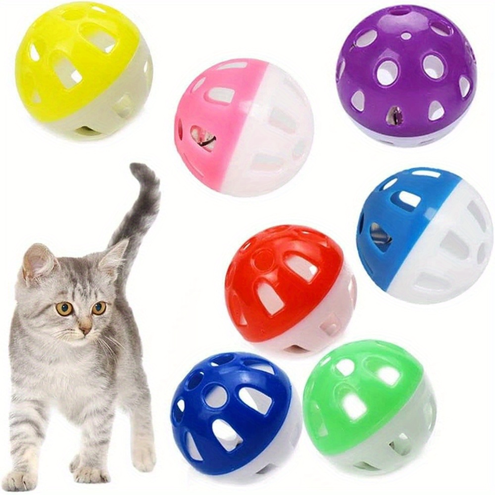 10 Stück Katzenspielzeug-Bälle Mit Glocke – 3,8-5,6 Cm, Bunt, Aus Kunststoffgitter Für Alle Rassen