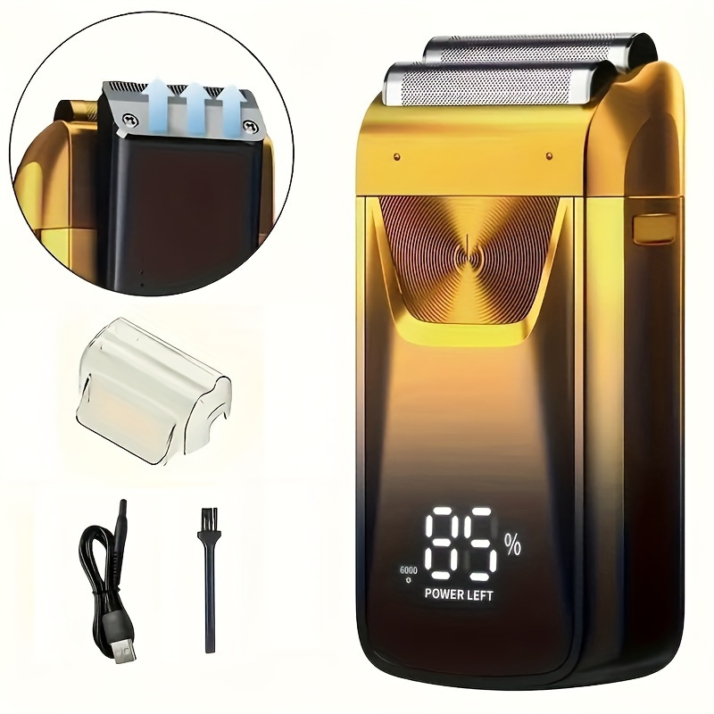 TEMU Electric Foil And Bald Shavers 2 In 1 Double Shaver For Men Reciprocating And Popup Beard Trimmer With Rechargeable 2 Head Adjustable Men's Beard Shaver For Hair Cutting Father's Day Gift