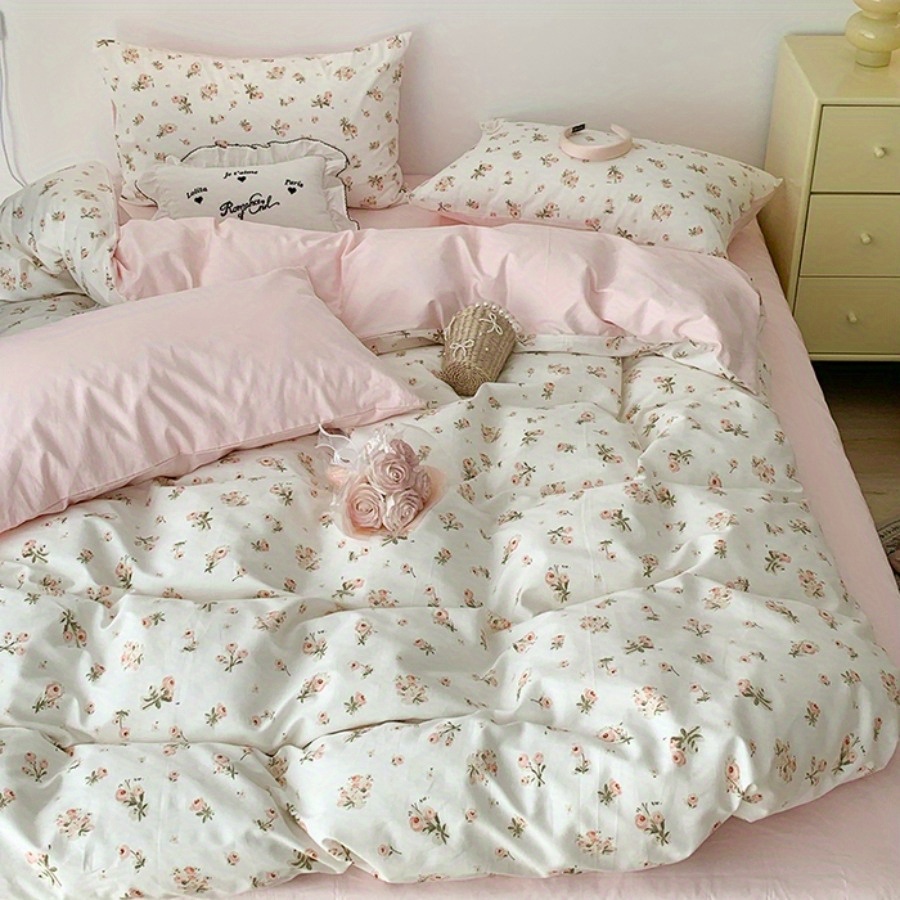 bedding set with duvet cover and pillowcases floral   set for university   bed sheets three piece set
