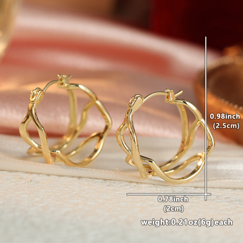 Silvery Elegant Drop Earrings, Interlocking Rings Design