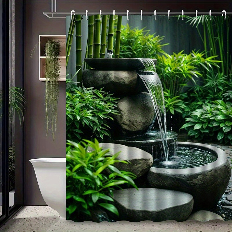 TEMU Jit1pc Fresh Pattern Shower Curtain, High-end Elegant Bathroom Curtain Shower Curtain, Shower Curtain Home Decoration Pattern, Compartment