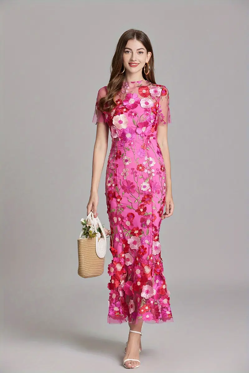 elegant heavy duty floral lace embroidered fitted mermaid long dress for women suitable for weddings and bridesmaid attire Product details 15