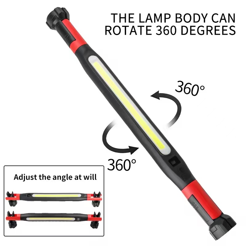 TEMU Bande Lumineuse de Travail LED Magnétique Rechargeable (Rouge/Vert), Lampe de Maintenance Portable Fil à Haute Luminosité, Crochet d'Adsorption