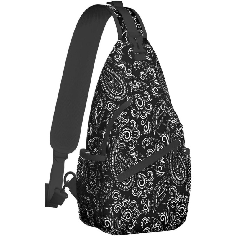 TEMU Black And White Pais Men's Sports Chest Bag, Crossbody Bag, Stylish And Durable Casual Multifunctional Chest Bag With Secure Zipper, Featuring