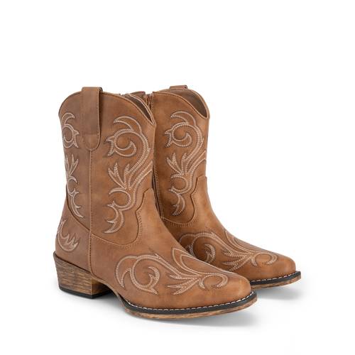 women cowboy boots ankle boots vintage embroidered geometric pattern high top cowboy boots western retro boot comfortable square toe elegant brand women shoes