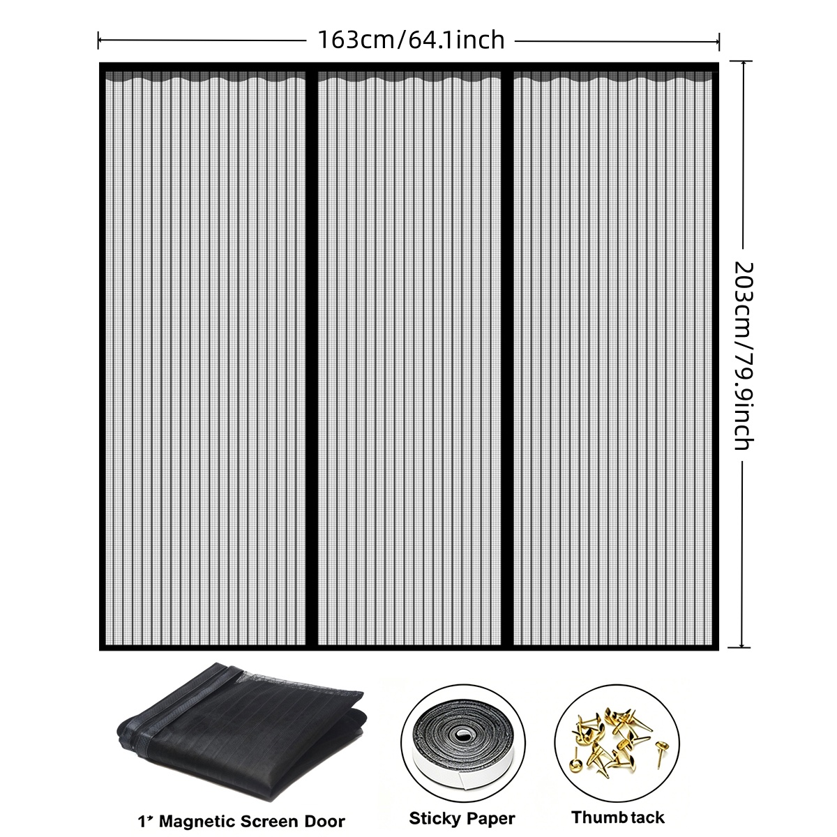 magnetic screen door double sided magnetic mosquito screen door polyester mesh self closing magnetic screen door suitable for   sliding doors large patio doors insect proof mesh black