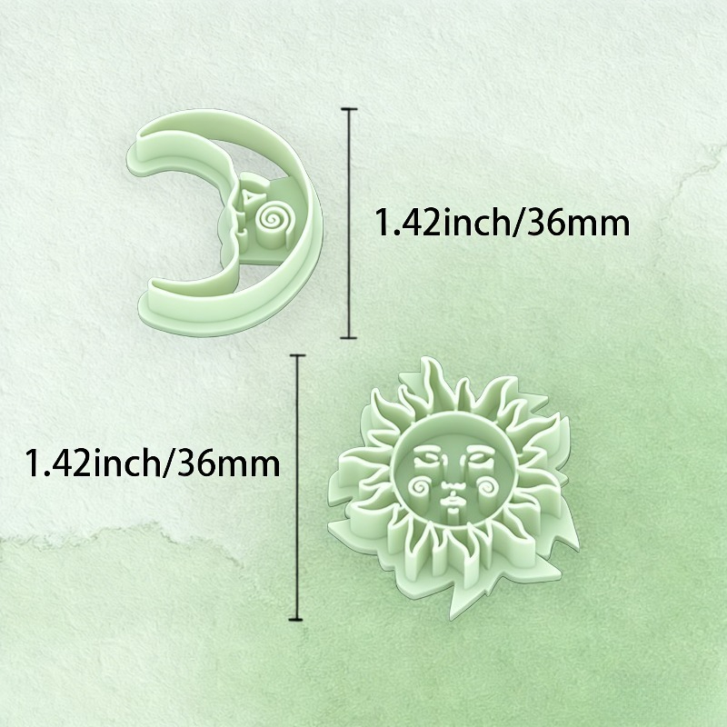 TEMU 2pcs Mysterious Sun And Moon Clay Cutter | Spring, Summer, And Moon Earring Mold | Halloween Theme | Christmas Style | Bohemian Handmade Jewelry