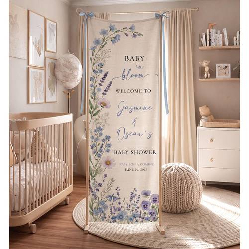 letrero de bienvenida bebé en floración, 1 pieza, pancarta floral para baby shower, decoración personalizada para baby shower, temática de , cintas decorativas no incluidas
