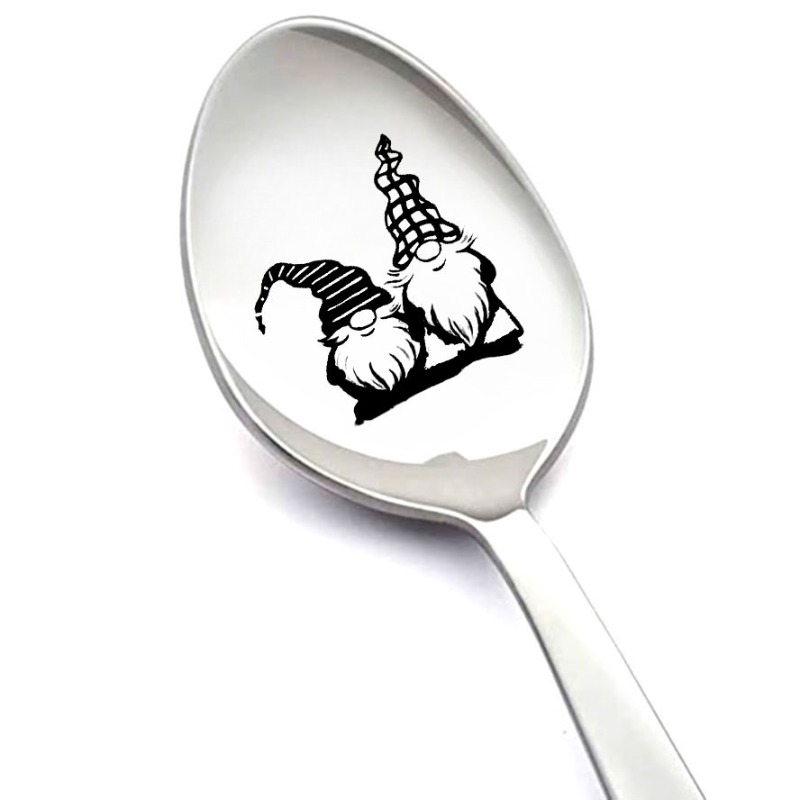 TEMU 1pc Christmas Gift Engraved Spoon, Gift Spoon For , Durable Long Handle Spoon, For Espresso, Tea, Dessert, Ice Cream, Hot Chocolate - Elegant