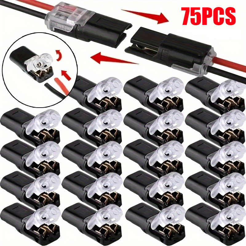 TEMU AEDIKO 15/30/75 pezzi Connettori per cavi a presa a bussola, terminali di giunzione rapida universali plug-in a 1 pin e 2 pin, terminali rapide