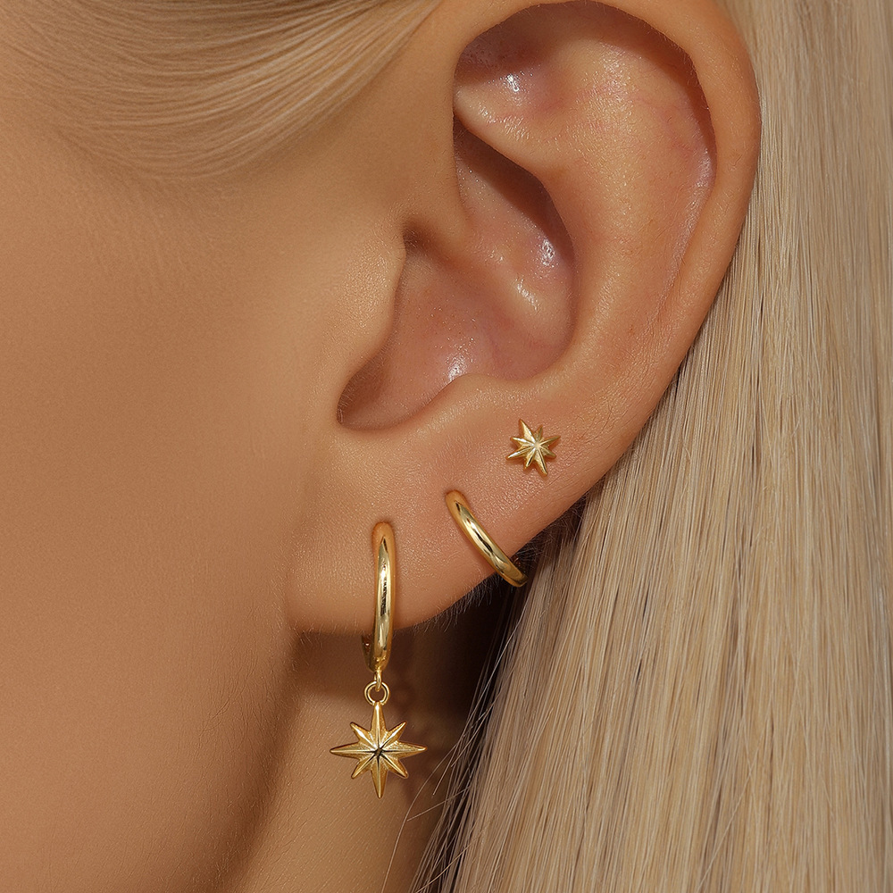 TEMU 3 piezas/ Juego de pendientes colgantes de de puntas fáciles, conjunto de aretes geométricos de elegantes de moda para mujer, combinación diaria