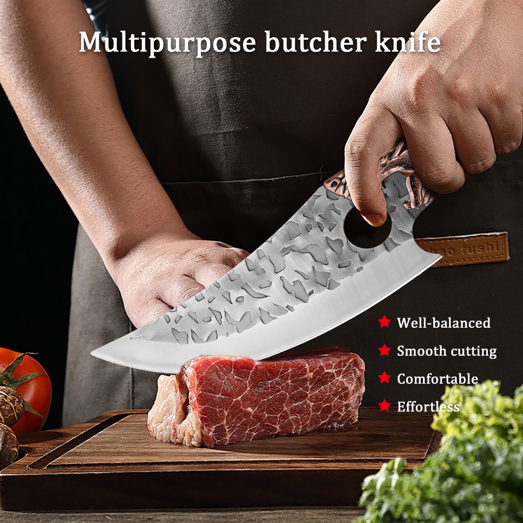 8pcs Stainless Steel Handmade Forged Chef Knife Professional Kitchen Multipurpose Knife Utility Knife Boning Knife Fish Knife Unique Knives Cutting Knife Vegetable Chopper for Kitchen Convenience Gifts for Men