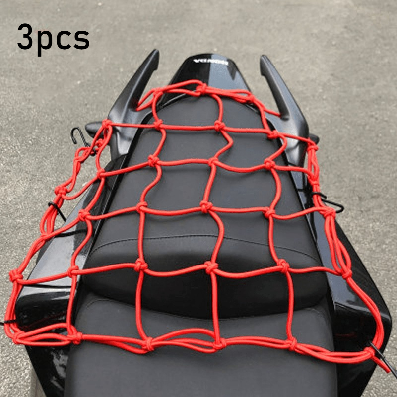 TEMU 3pcs Versatile Elastic Cargo Mesh For Motorcycles And Bicycles - A Reliable Rear Storage Solution To Keep Safe!