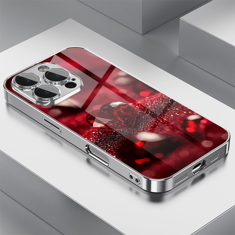 fashionable red heart diamond pattern phone case Temu