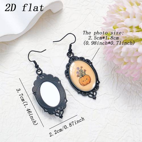2d flat 1 pair of gothic style oval earrings with black frames suitable for halloween and dia de los muertos carving featuring a face pumpkin vase light yellow vase with black frame unisex for daily wear or accessorizing year round