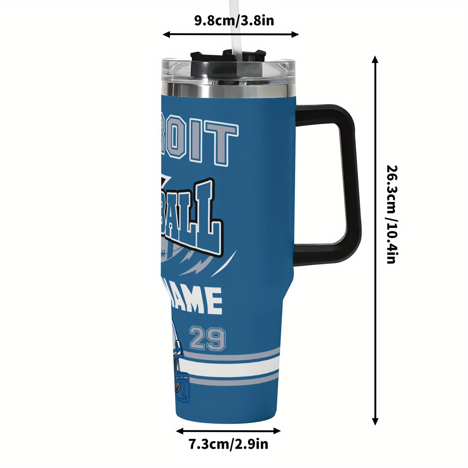 1  detroit football 40oz stainless steel tumbler with personalized name reusable multipurpose travel cup for coffee beverages ideal gift for   drink holder customizable cup durable drinkware sports drinkware 5