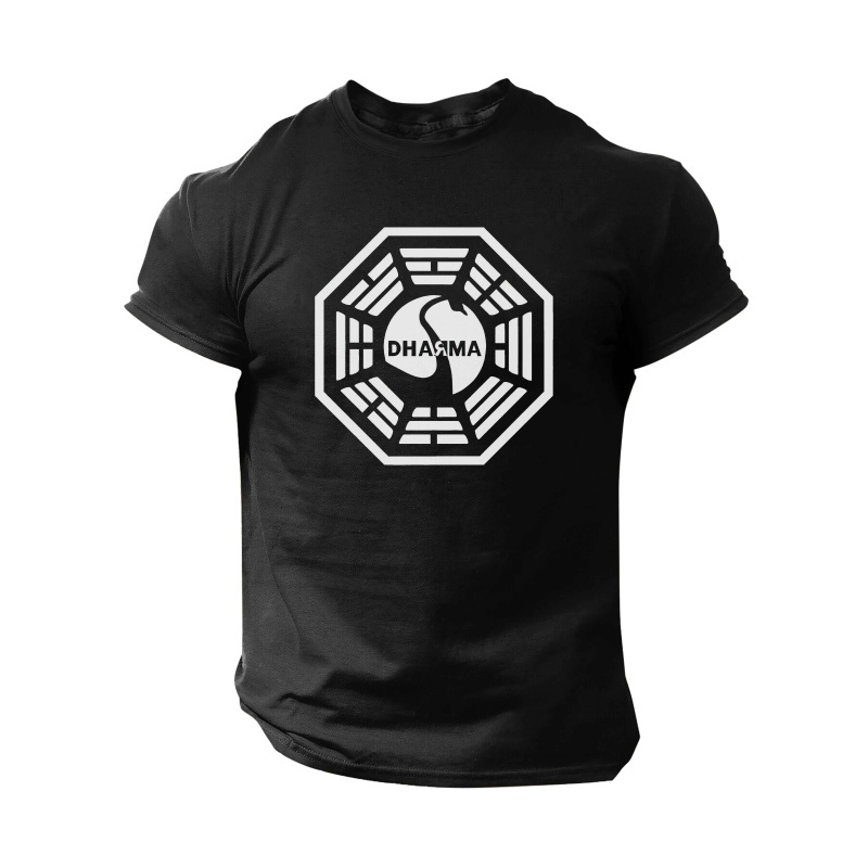 

Men's Casual Graphic Tee - Short-sleeve T-shirt With Intricate Print, Polyester, Machine Washable For Summer