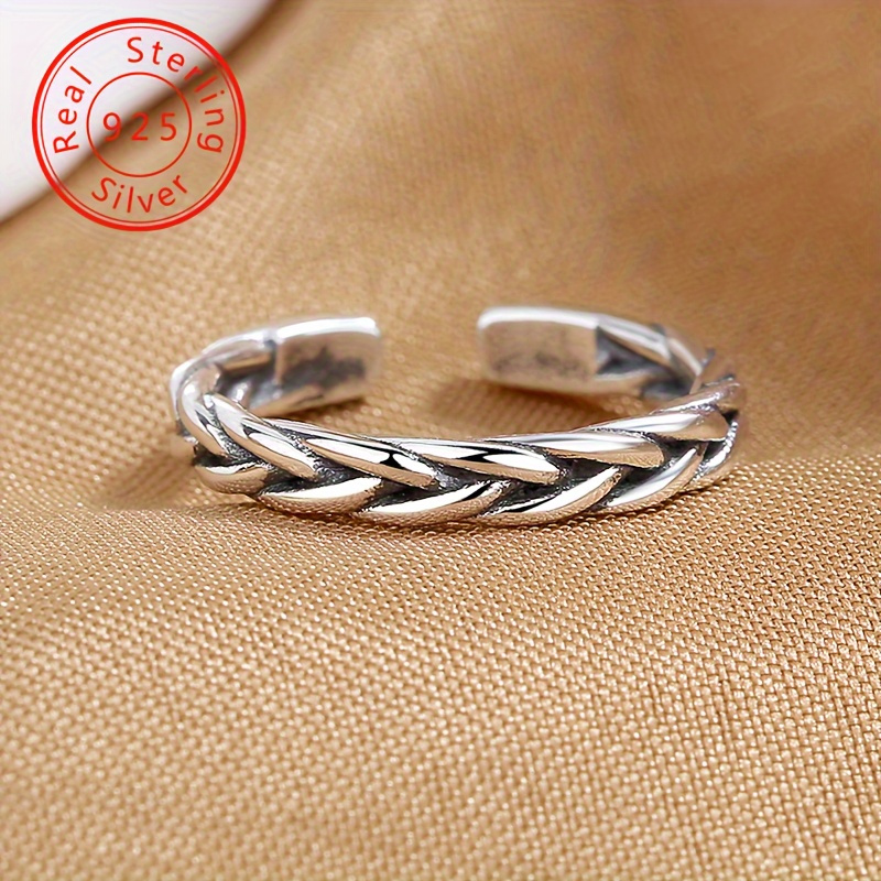 

1pc Elegant 925 Sterling Silver Twisted Braided Toe Ring, Minimalist Round Design, Ankle Jewelry, Daily & Gift , Wear, 1.25g