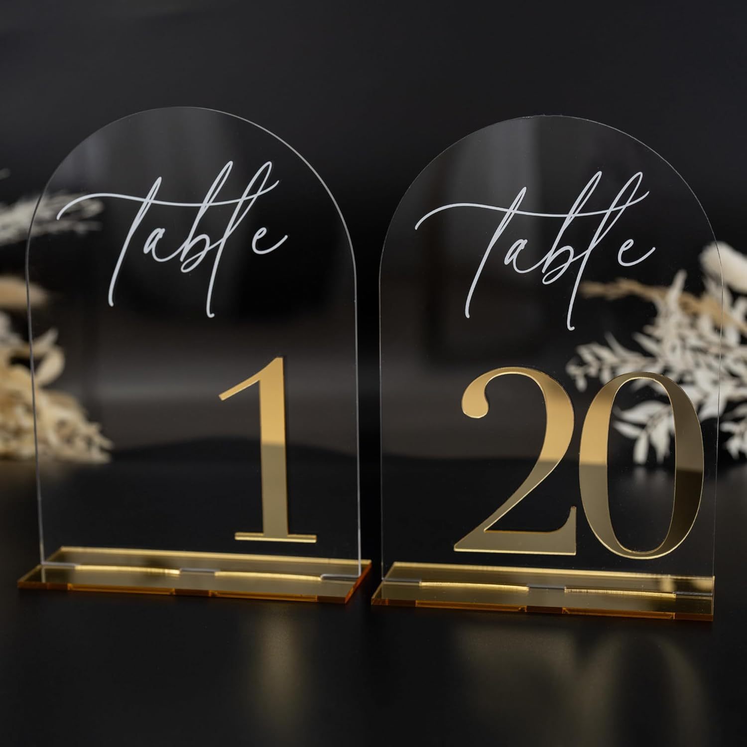 Image of 2d Flat, Centerpieces Acrylic Wedding Table Number 1 Stand, 4 X 6" Elegant , Durable And Thick Acrylic Table Number Logo 1, Suitable For Receptions, Birthdays, Anniversaries, Etc
