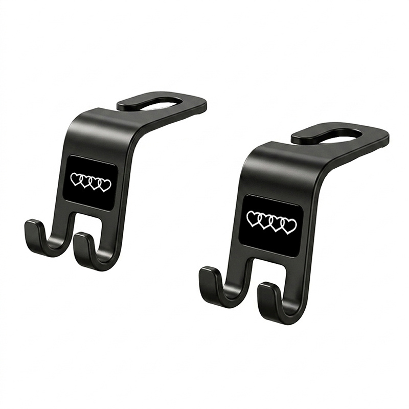 TEMU 2pcs Car Seat Back Hooks With Heart-shaped Patterns, Used For Hanging Items And Preventing Them From Being Lost. Are Part Of The Car Interior