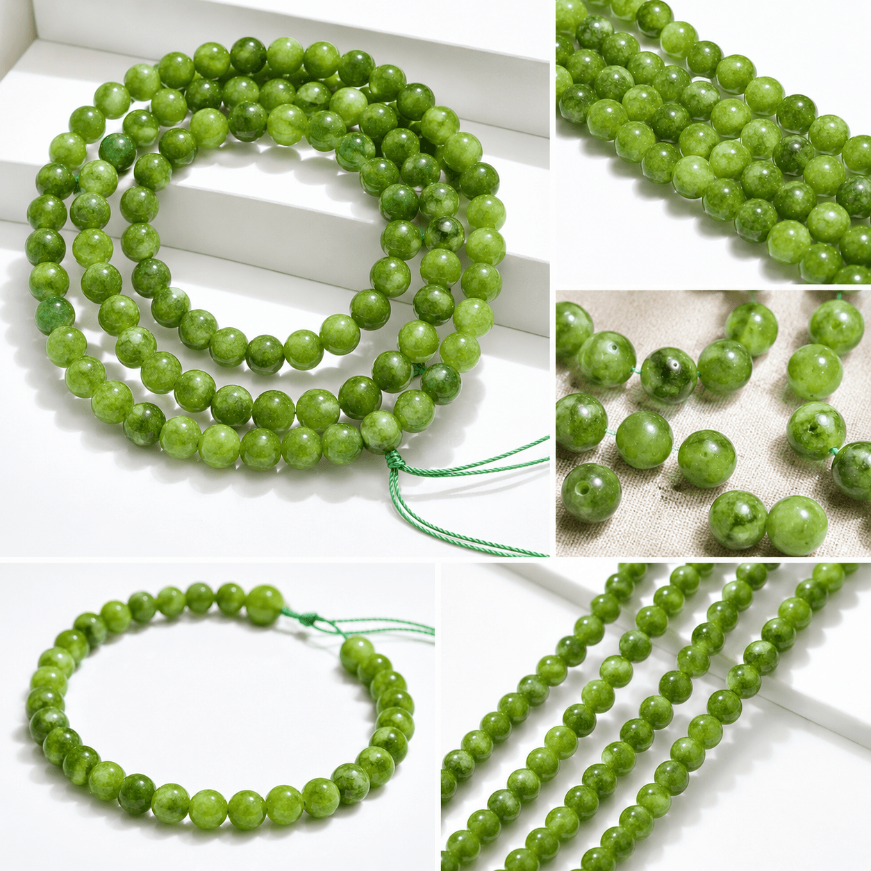 TEMU 8/10/12mm Natural Olive Green Round Beads - Loose Gemstones For Making, Natural Beads Suitable For Bracelets, Necklaces, Earrings, Handmade