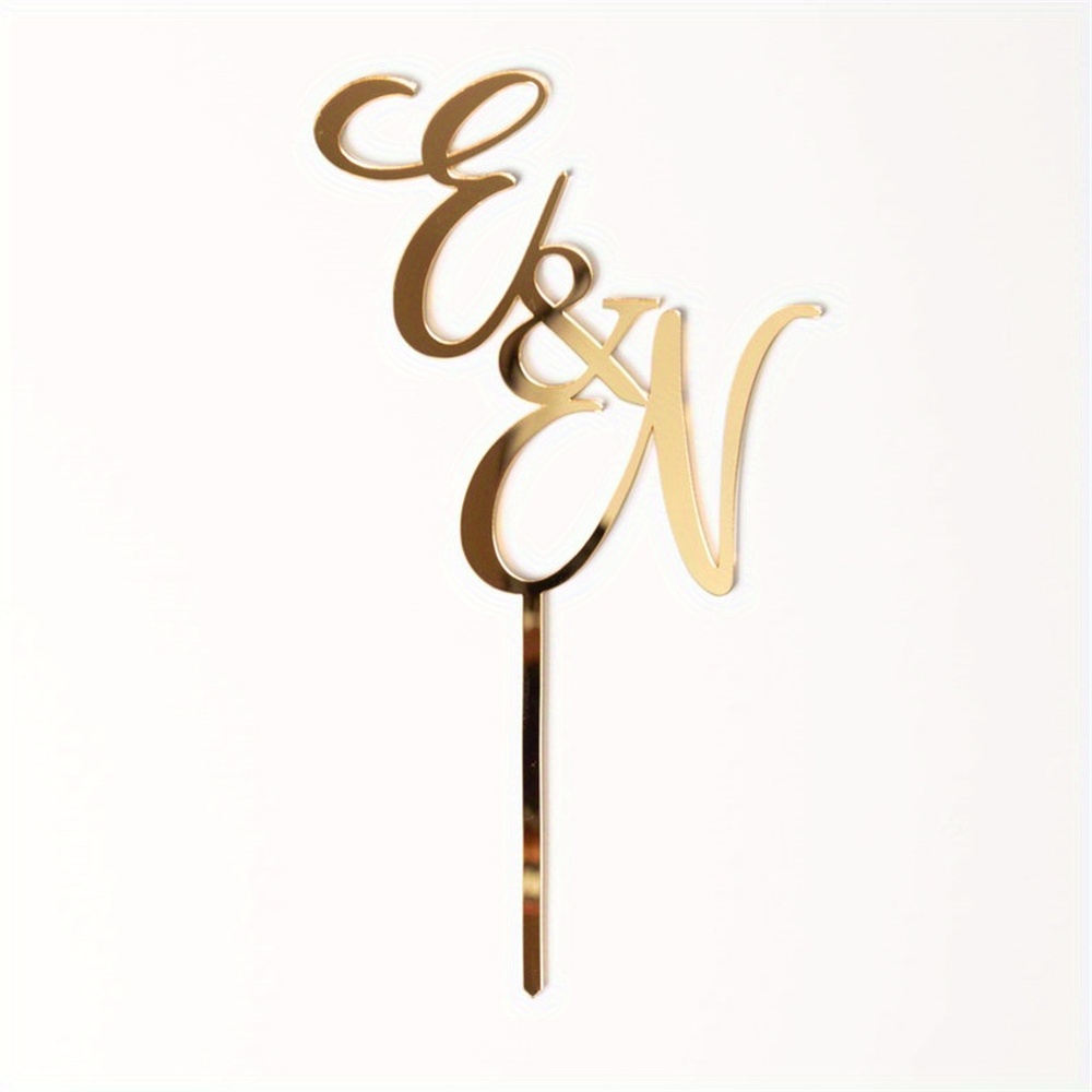 E-shop Kuchentopper mit Initialen für Paare für Hochzeit, personalisierter Kuchentopper, goldener individueller Topper, Verlobungsfeier,
