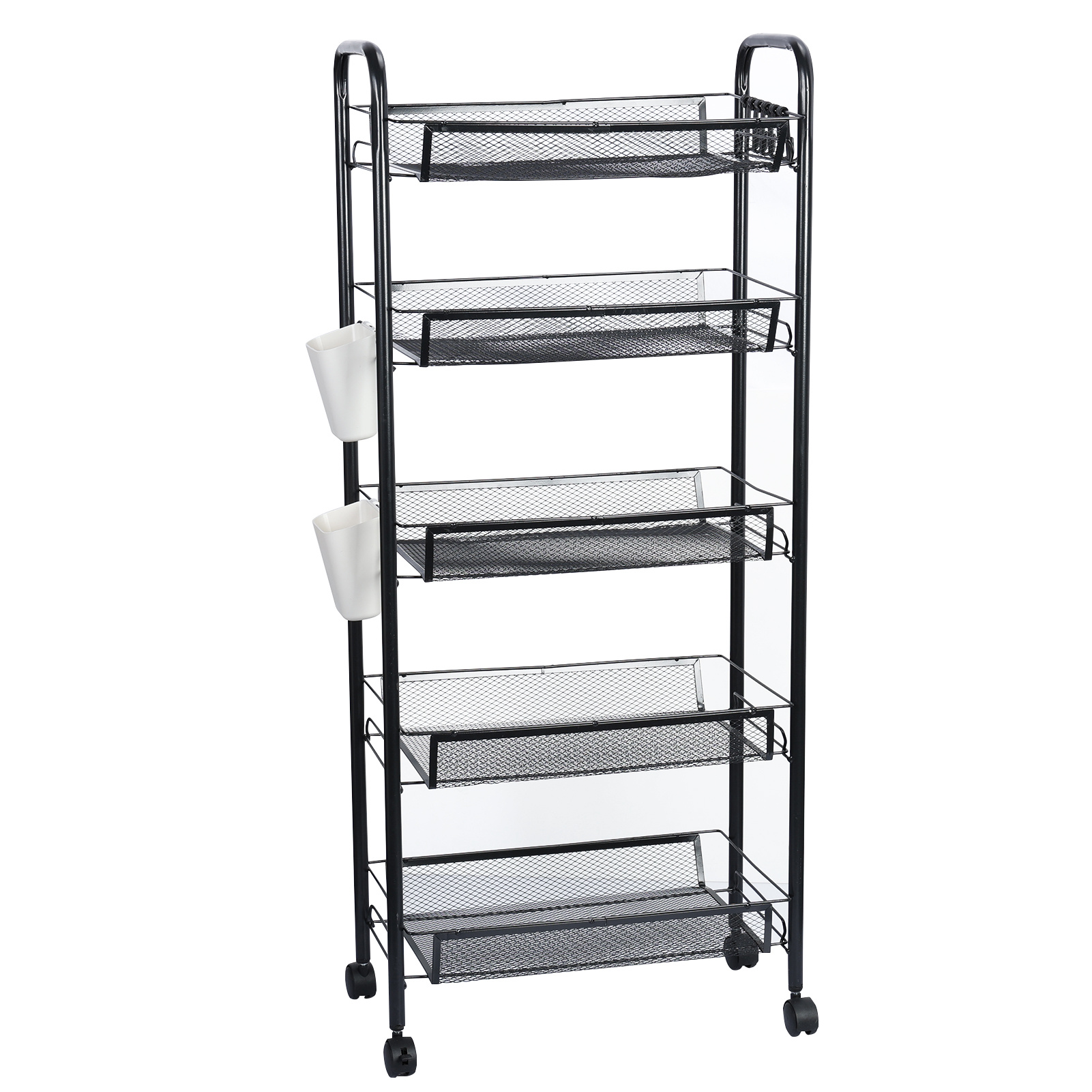 Image of 5-layer Stackable Storage Baskets, Bathroom Storage Rack Cart With 360 Degree Wheels, Freestanding Multifunctional Storage Rack, Suitable For Kitchen, Bathroom, Shelves
