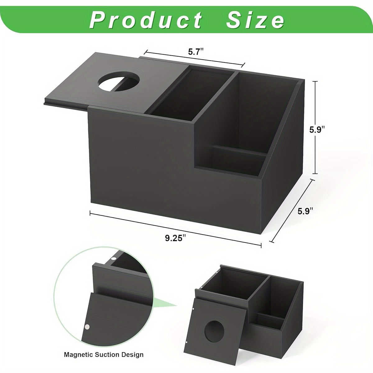 tissue box cover holder bamboo square multifunction nightstand organizer tissue storage box for bedroom bathroom office compartments hold ipad phones remote controls black Product details 0