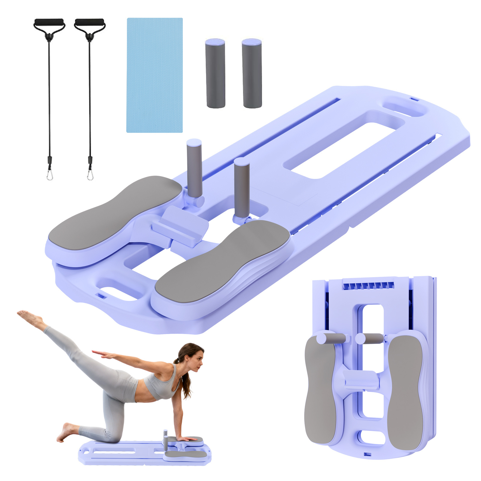 TEMU Planche d'entraînement Pilates pliable - Planche abdominale multifonctionnelle 5 en 1, équipement de fitness multifonctionnel pour tout ,