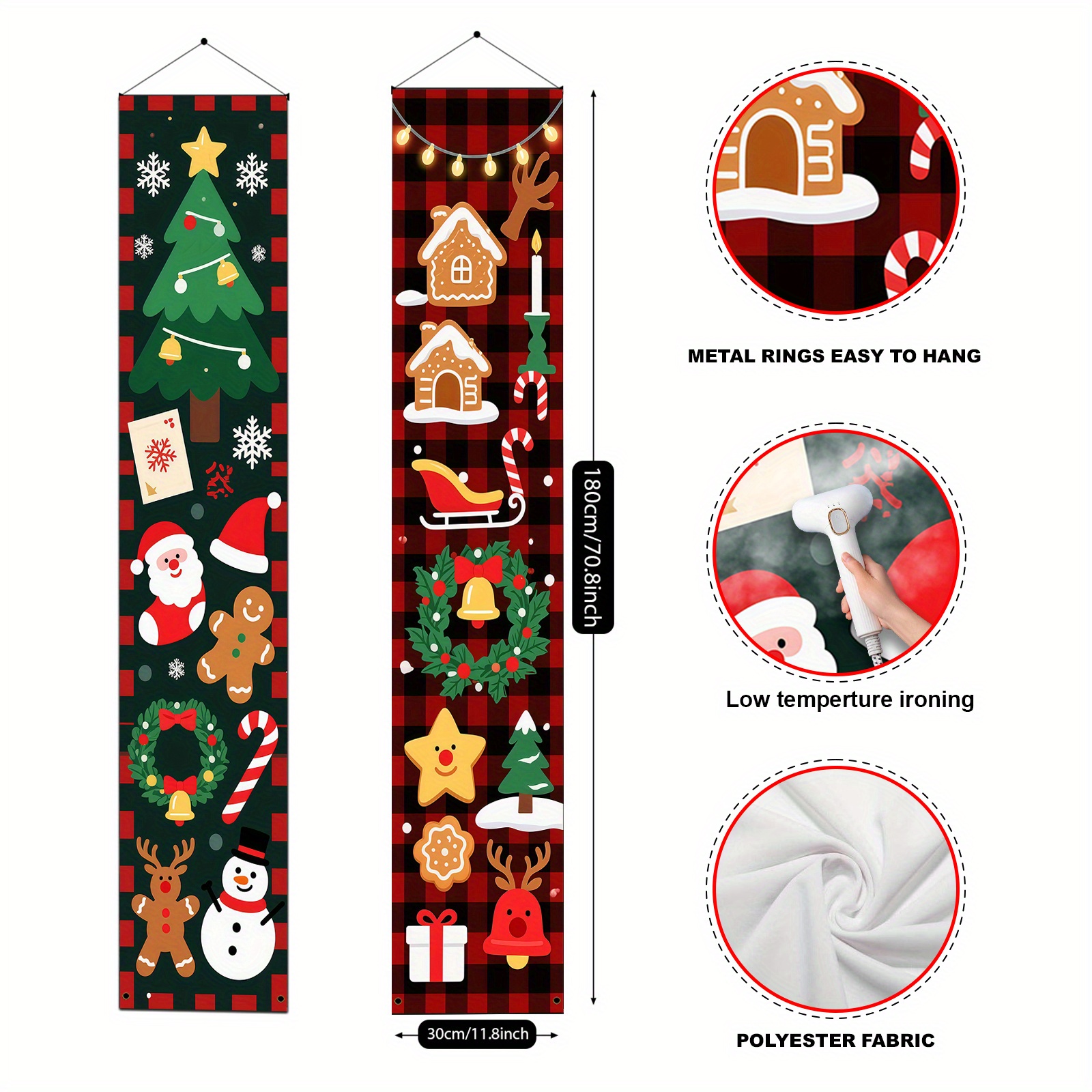 TEMU 2d Flat, 2d Flat Party Banner, Bunting/party Banners 1 Pair (11.8* Inches/30*180cm), Material, Christmas Themed Welcome Decorative Door Banner -