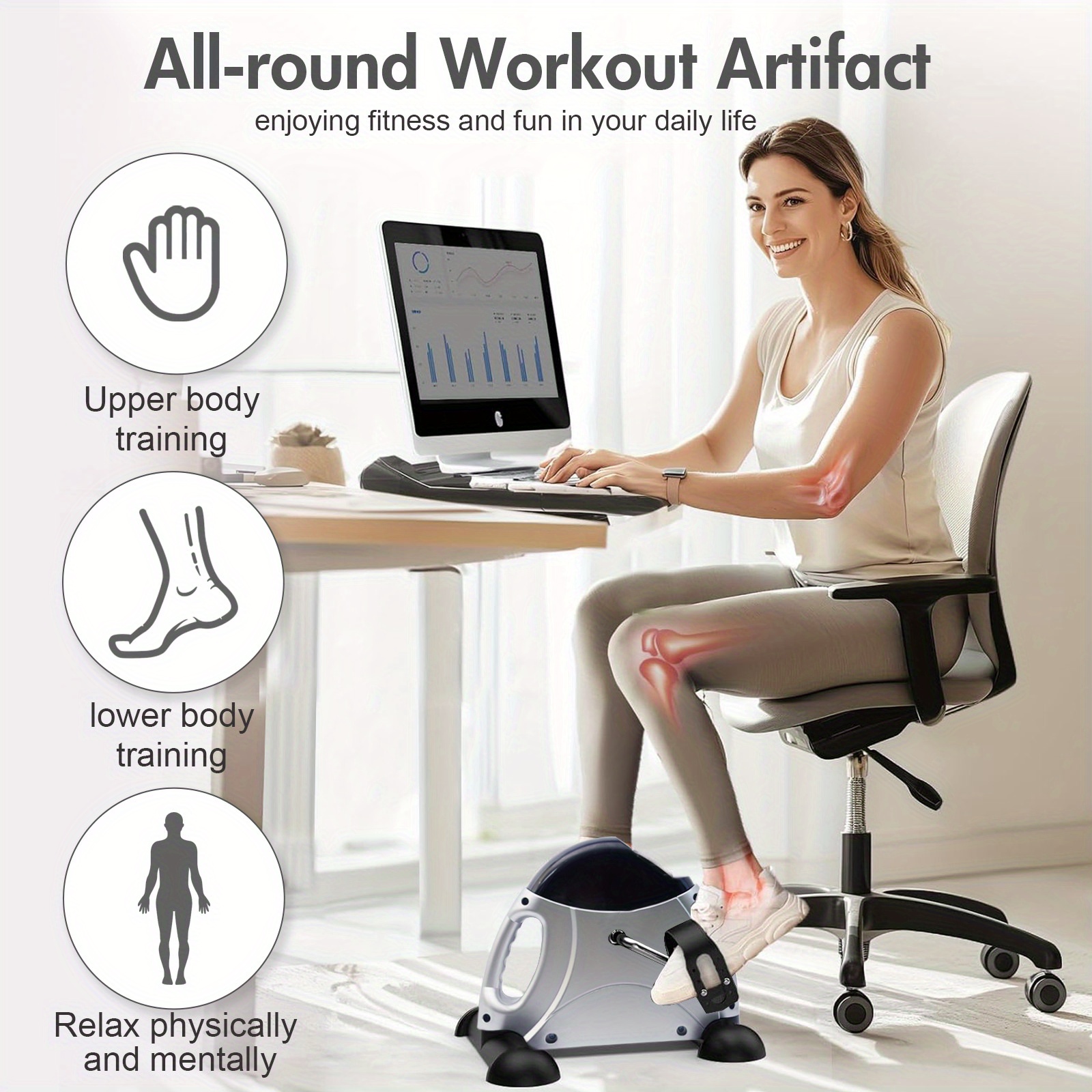 mini exercise bike desk bike pedal exerciser arm leg Temu